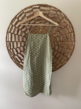 Monteau Olive Green Floral Slip Dress